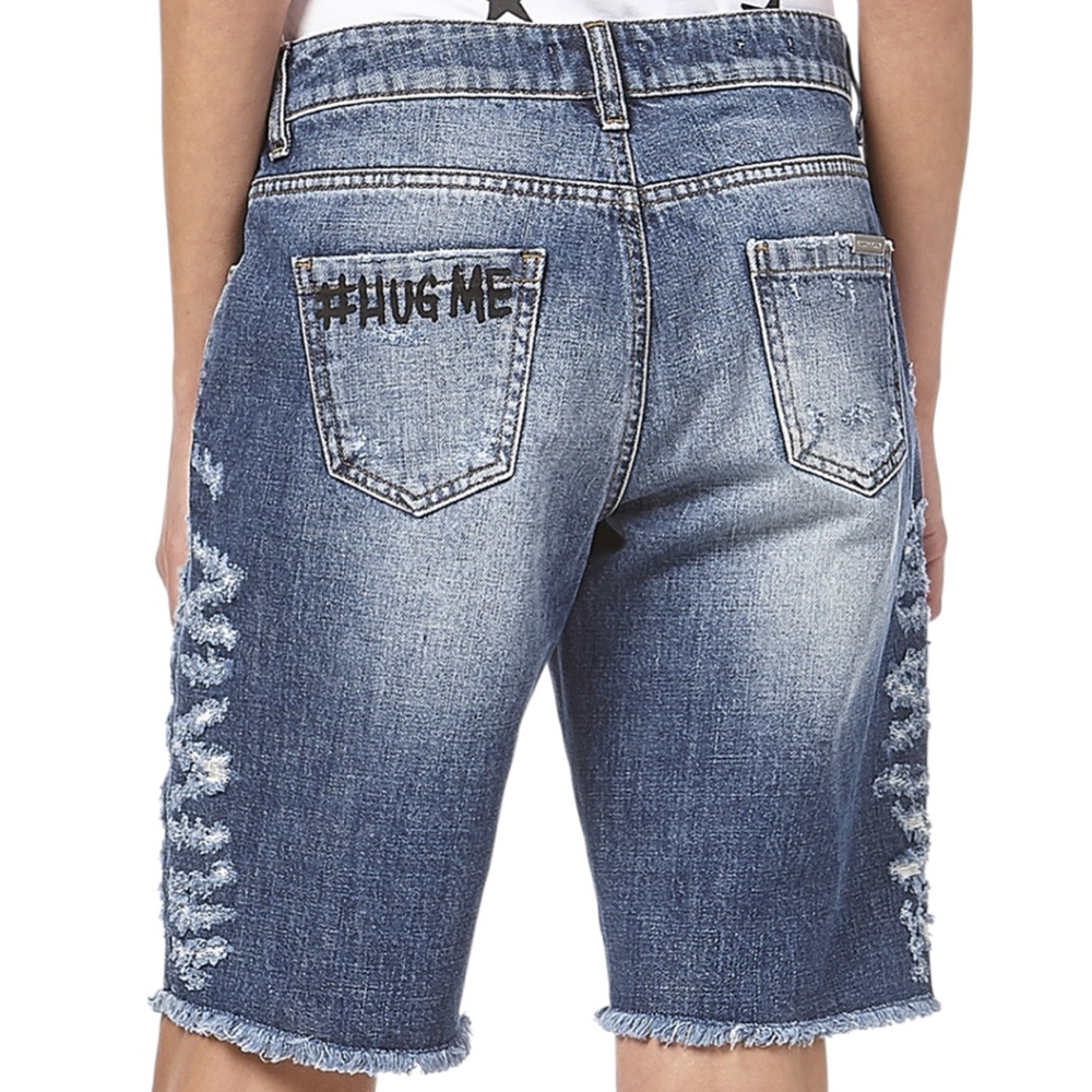NWT $999 Philipp Plein 27 Bermuda Echinacea Shorts Logo Denim Jeans Ripped